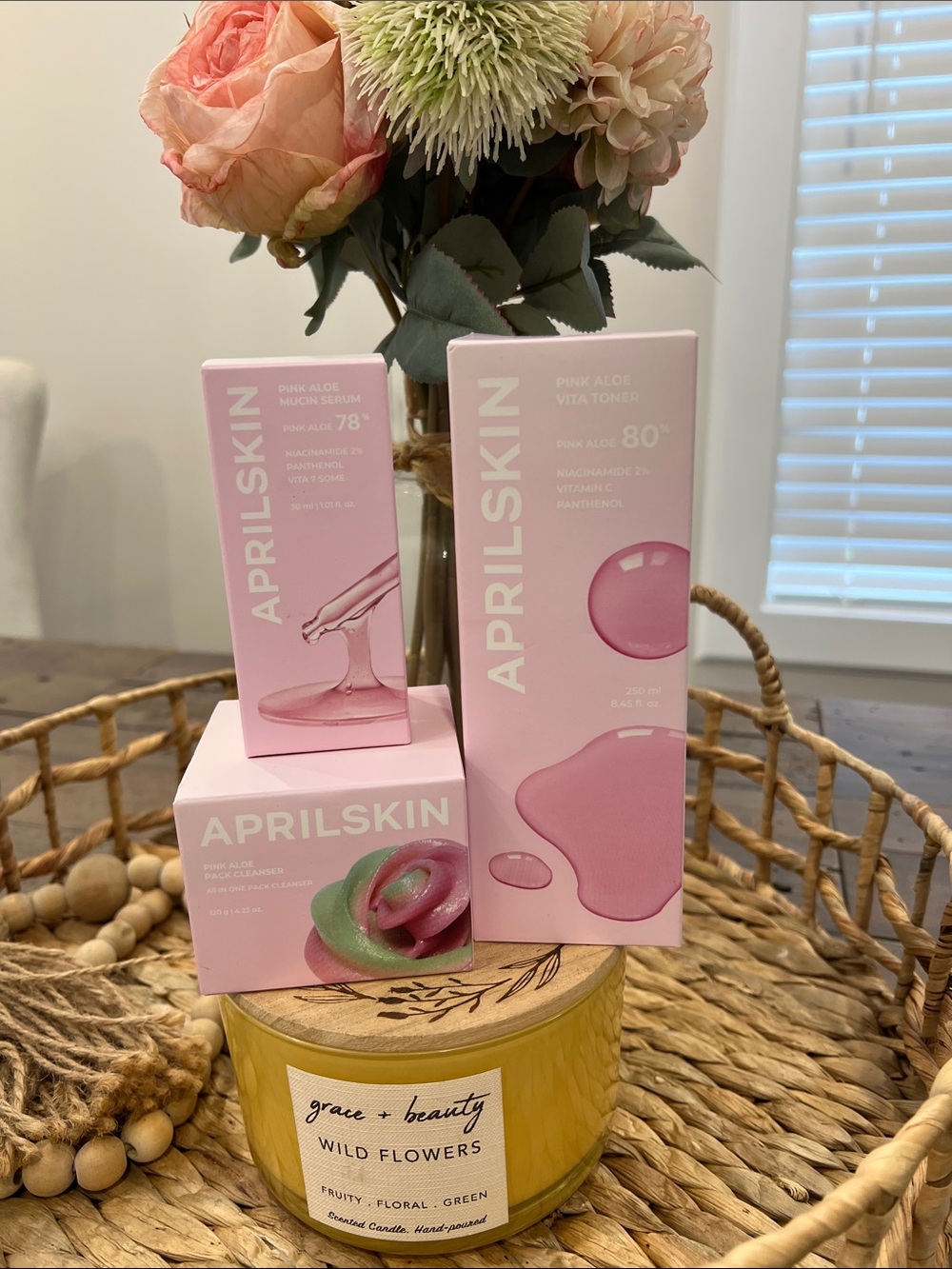AprilSkin Pink Aloe Vita Toner & Serum Set - Pink